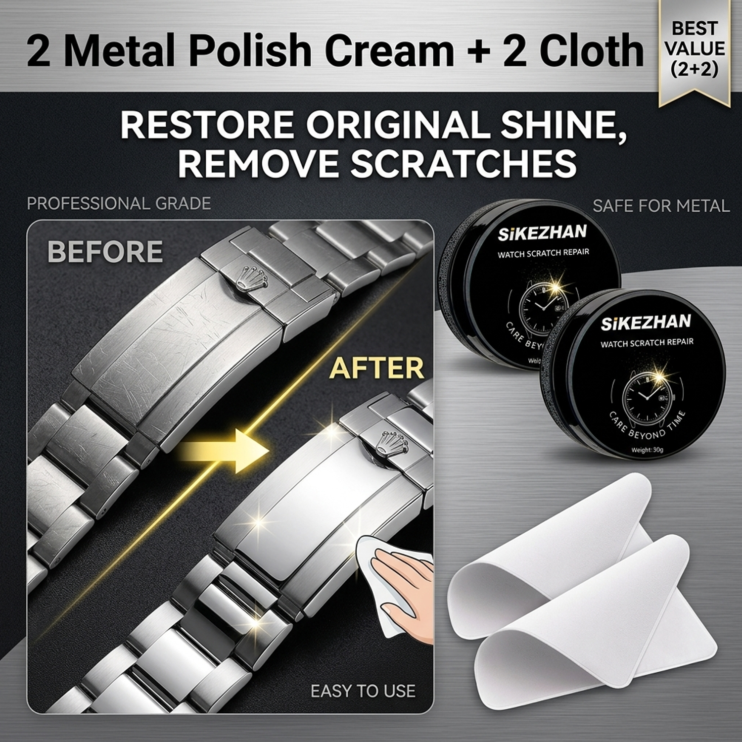 Watch Polishing Cloth - Expert Watch Polish Cream Scratch Remover