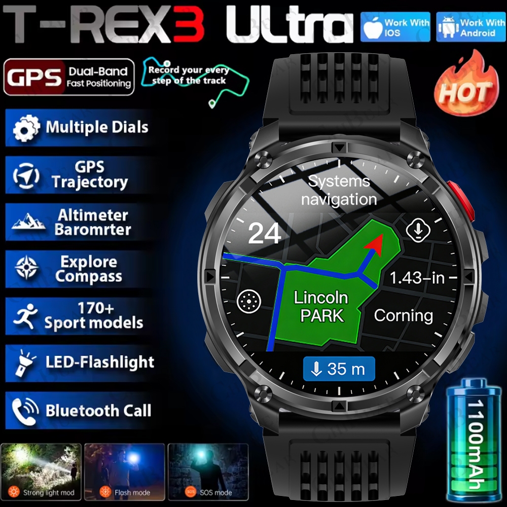 Smartwatch Running Watches For Men - 2026 New T-Rex3 Pro 1100mAh Battery