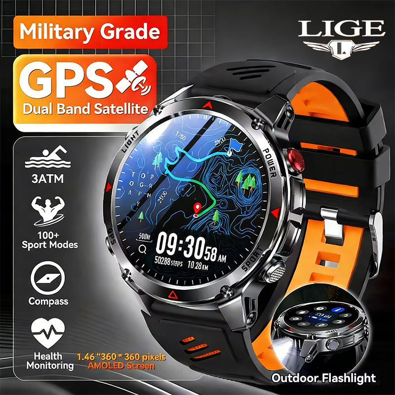 Smartwatch Running Watches For Men - LIGE New Professional GPS Sports Smart