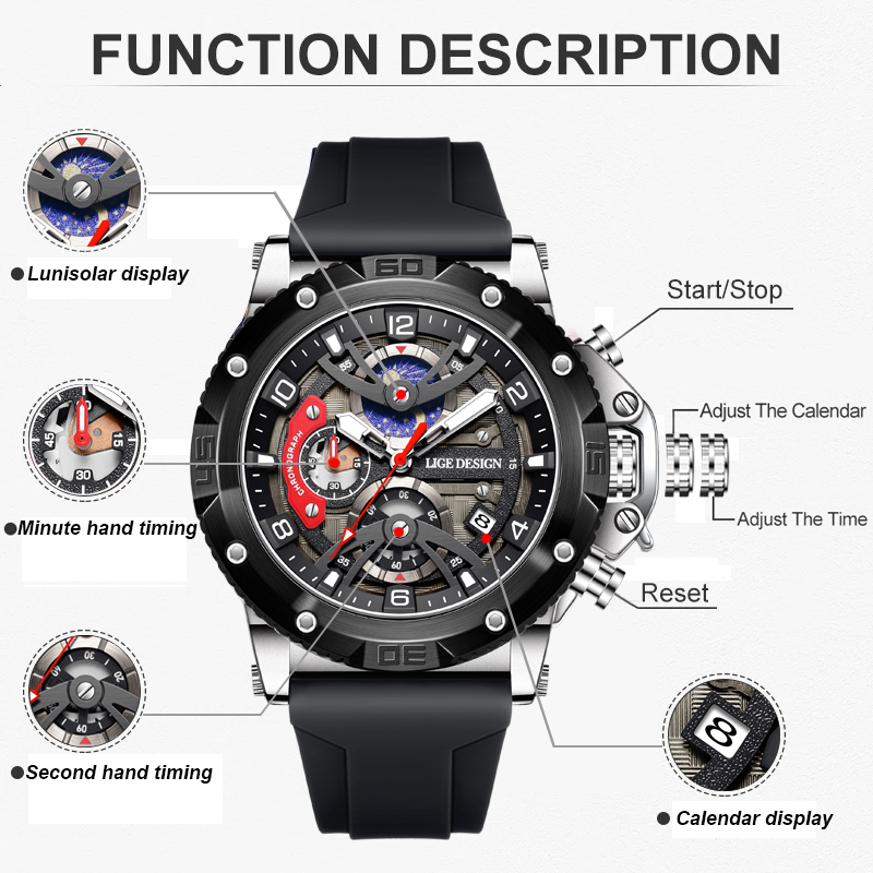 LIGE Top Brand Luxury Men Watc – Smartwatch Branded Watches For Men recenzja i cena