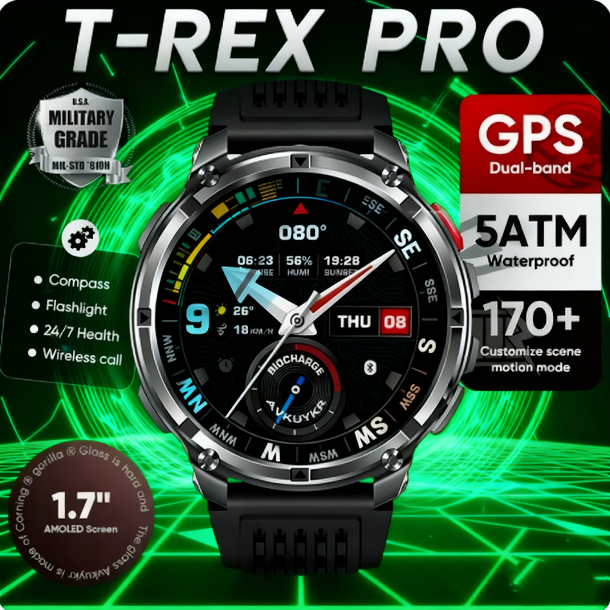 New T-Rex3 Pro 1100mAh Battery – Smartwatch Running Watches For Men recenzja i cena