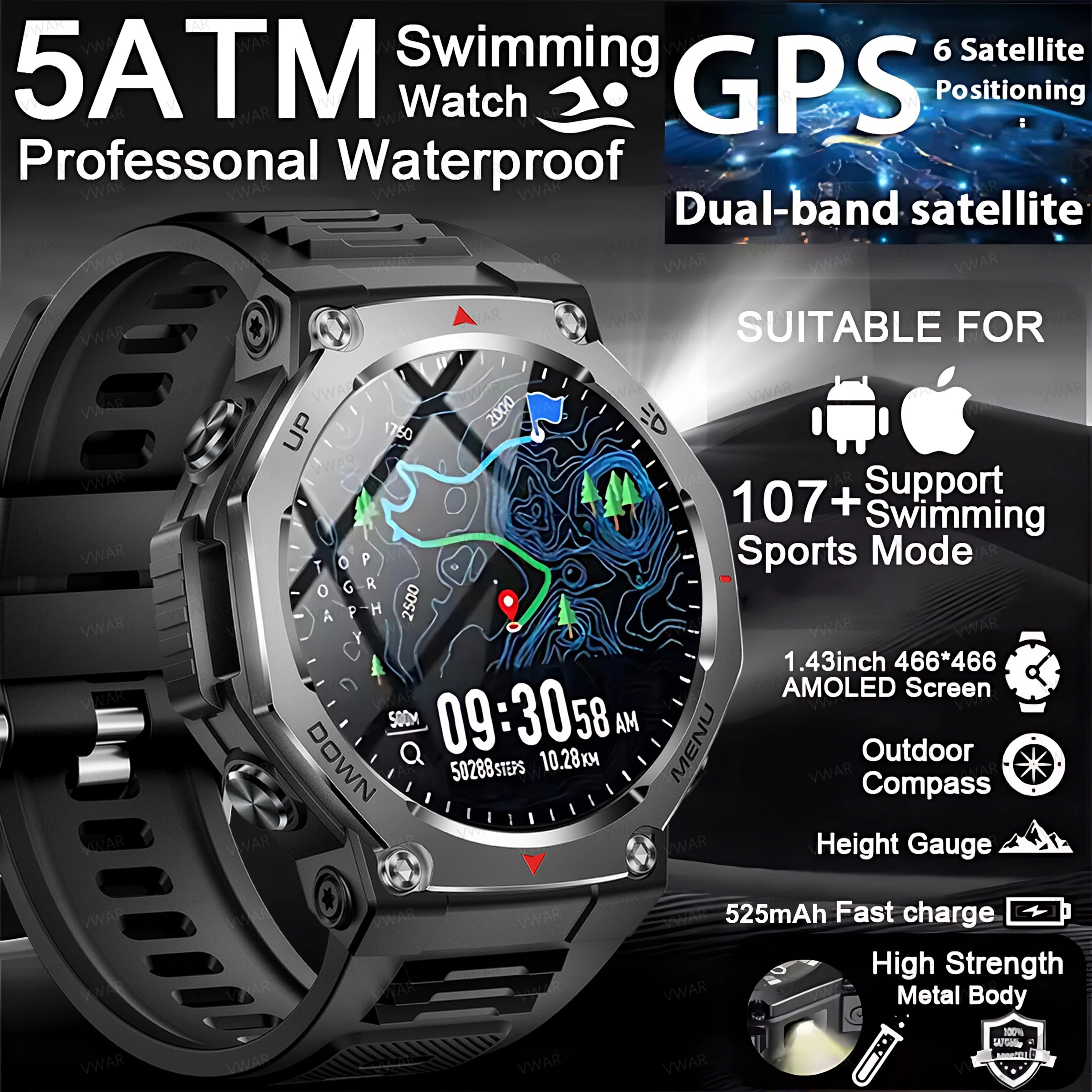 2025 New Military Smart Watch  – Watch Vs Amazfit recenzja i cena