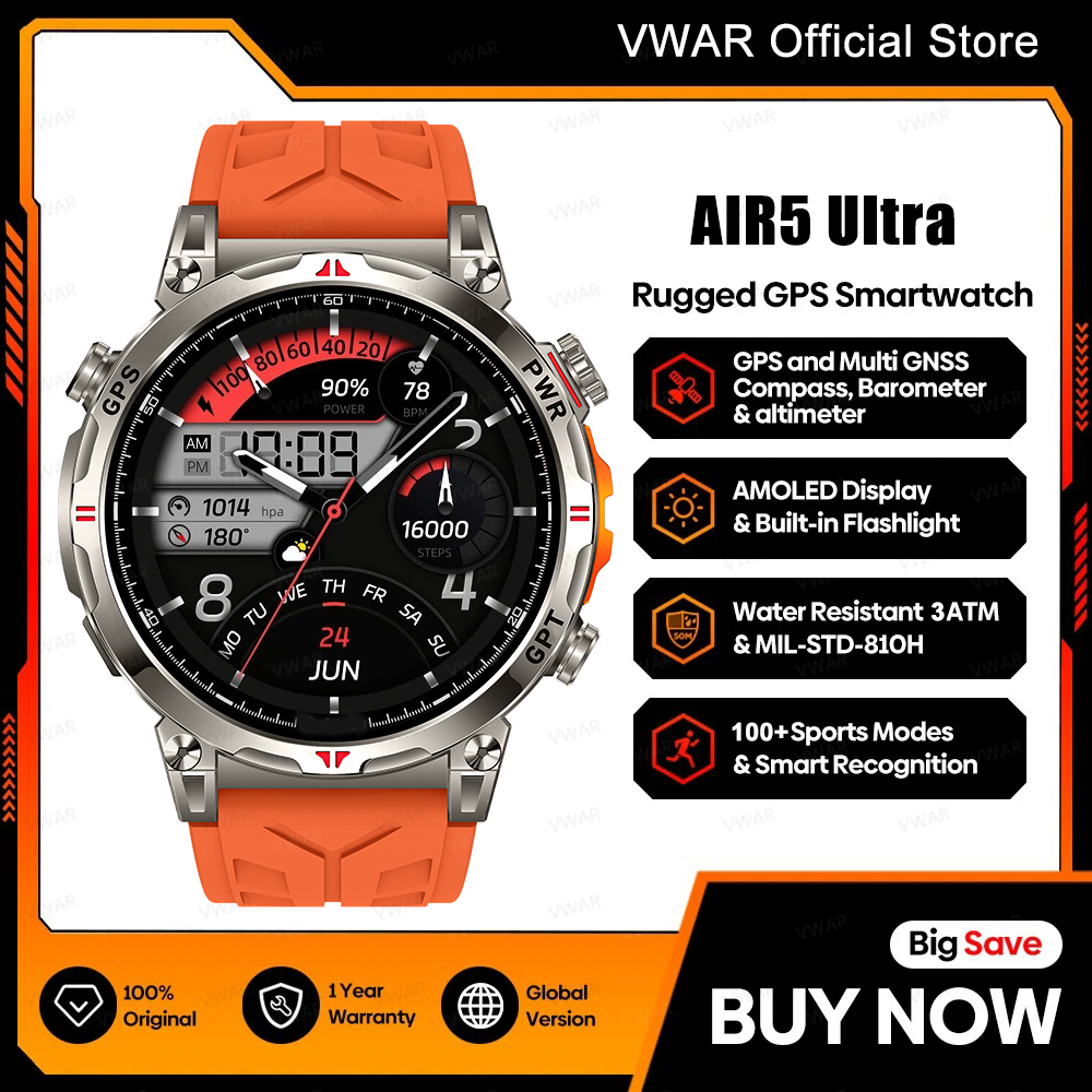 2025 New VWAR Air5 Ultra GPS S – Watch Vs Amazfit recenzja i cena