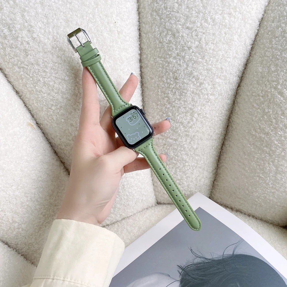 Slim leather band for Apple Wa – Smartwatch Apple Watches For Women recenzja i cena