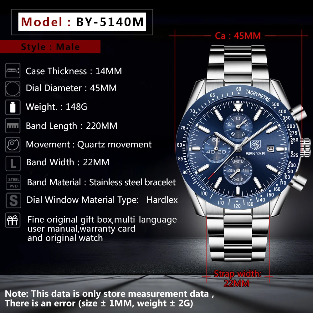 Men Watch BENYAR Top Brand Lux – Smartwatch Branded Watches For Men recenzja i cena