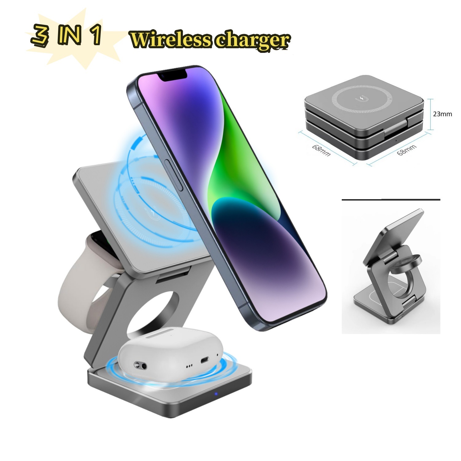 3 IN 1 Magnetic Foldable Charg – Watch 7 Smartwatch Iphone recenzja i cena
