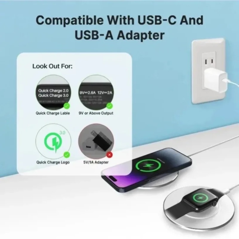 Wireless Charger Pad USB C Fas – Watch 7 Smartwatch Iphone recenzja i cena