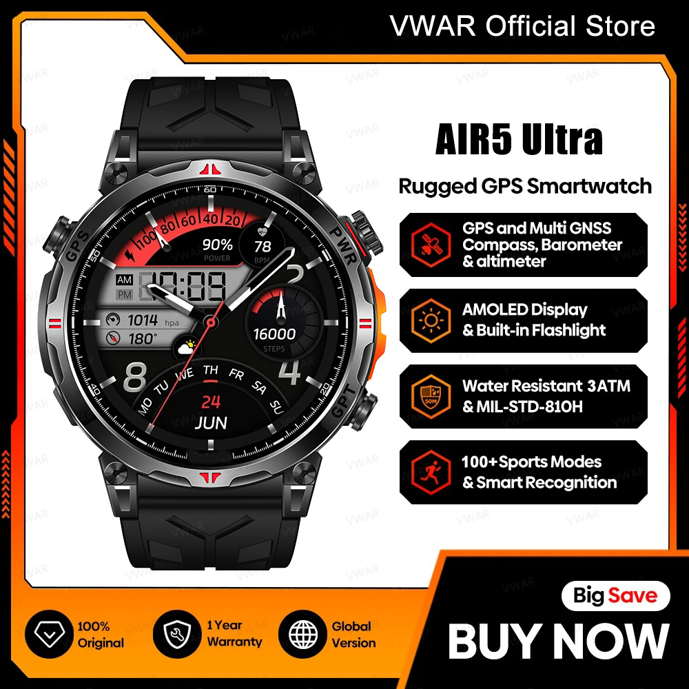 VWAR Air5 Ultra GPS Smartwatch – Watch Vs Amazfit recenzja i cena